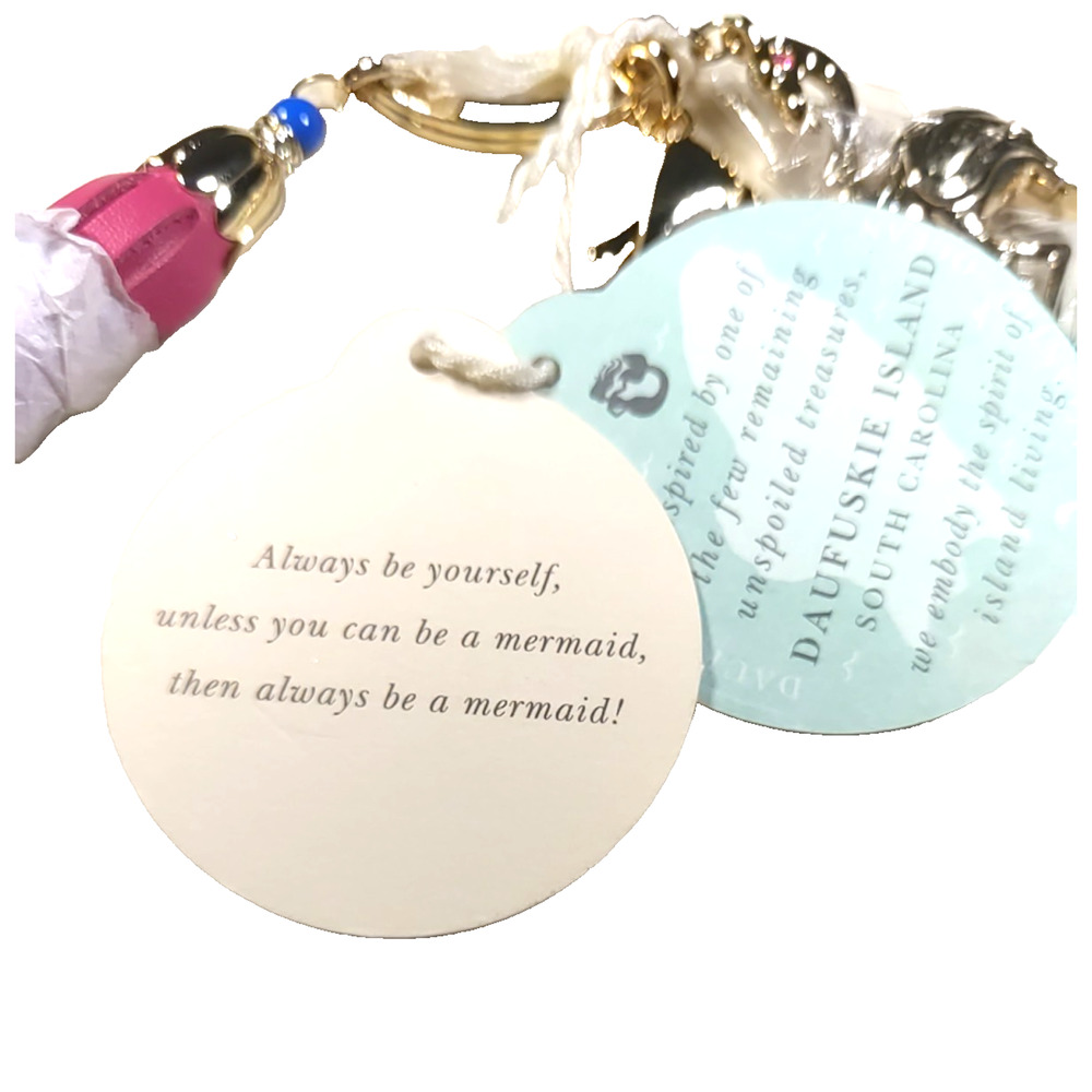 Spartina 449 Daufuskie Island Keychain Tassel Pink Leather Crane Gold Tone Purse - Picture 5 of 7